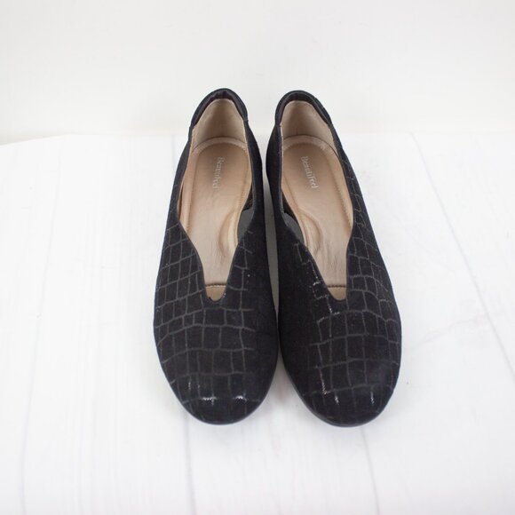 Beautifeel Jolie Black Crocco Print Suede flats - Picture 2 of 6